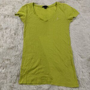 Ralph Lauren womesn v neck tee M neon green short sleeve timeless